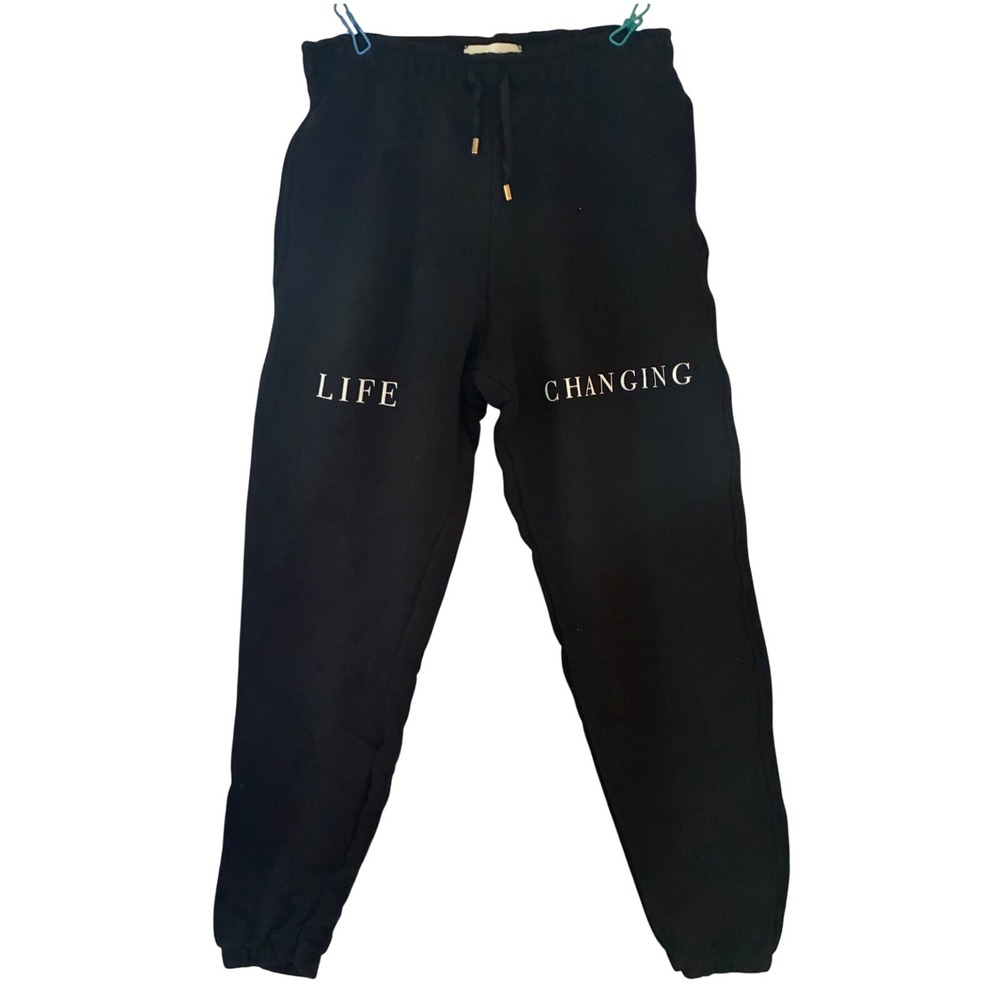 Antebi Black Life Changing Graphic Cotton Sweatpants Joggers Small Made in USA
